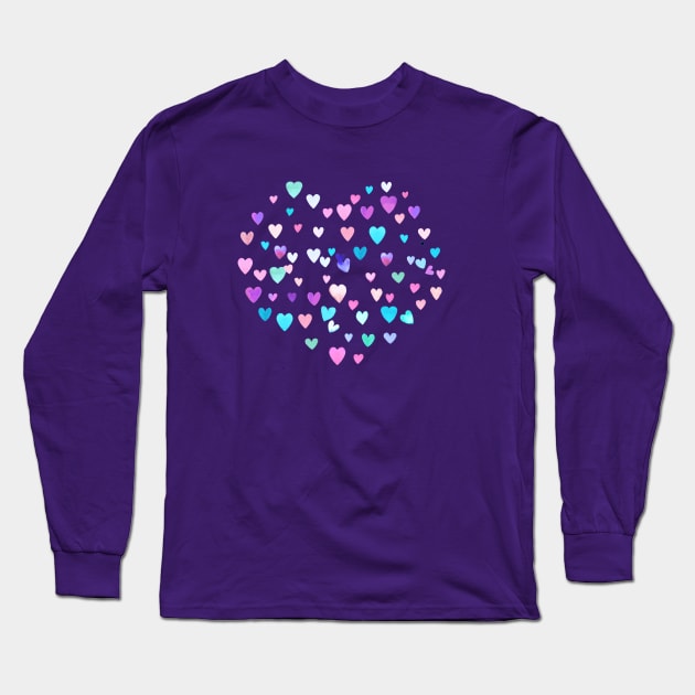 Mom Multicolored Love Hearts Gum Pink Long Sleeve T-Shirt by ninoladesign